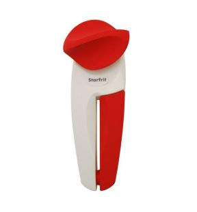 Starfrit - Mightican Manual Can Opener, No Sharp Edge, Non-Slip Handle, Red