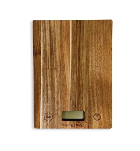 JS Gourmet - Digital Kitchen Scale with LCD Display, Made of Acacia Wood