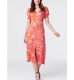 Paula Bodycon Dress Floral Print Orange