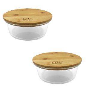 EraWare - Set of 2 Borosilicate Glass Container, Bamboo Lid, Oven Safe, 950ml