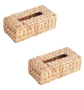 Jessar - Set of 2 Tissue Box Covers, Made of Water Hyacinth