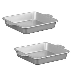 Starfrit - Set of 2 The Rock Wave Square Baking Pans, 9" Width, Carbon Steel