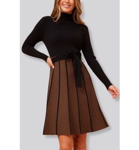 Fiola Dress Knit Solid Mock Herringbone Skirt