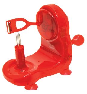 Starfrit - Pro Peeler Apple Peeler, Non-Slip Suction Base, Red