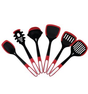 JS Gourmet - 6 Piece Kitchen Utensil Set, Heat Resistant, Red