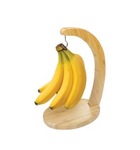 JS Gourmet - Holder with Hook for Bananas and Fruits, Made of Bamboo