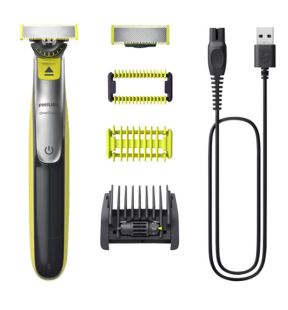 Philips - OneBlade Rechargeable Face and Body Shaver/Trimmer, Wet and Dry, Green