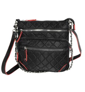 Nylon Crossbody Bag with PU Trim