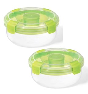 LocknLock - Set of 2 EasyLunch Salad Containers, 1.3 Liter Capacity, Green