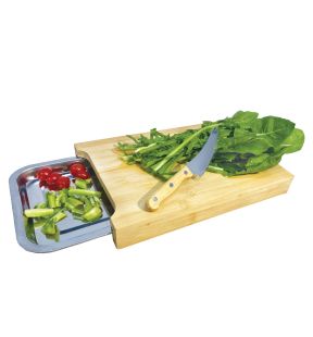 JS Gourmet - Bamboo Cutting Board with Sliding Tray