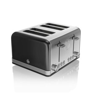 Swan 4 Slice Retro Toaster Black