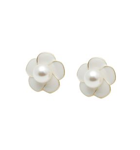 SOHI Women's White Flower Stud Earrings