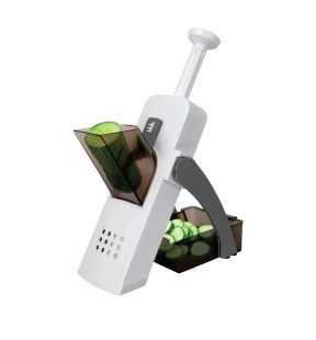 JS Gourmet - Multi-Use Mandoline Slicer with Stainless Steel Blade, Non-Slip Feet, White