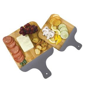 JS Gourmet - Set of 2 Bamboo Serving and Cutting Boards with Gray Handle