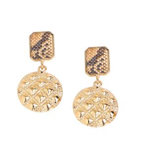 SOHI Women's Gold Geometric Snake Drop Earrings