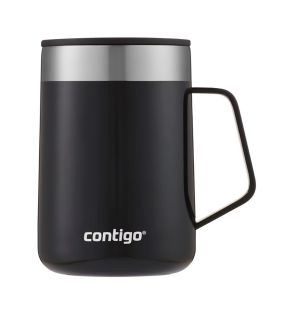 Contigo - Insulated Stainless Steel Travel Mug, Splash-Proof Lid, 414ml Capacity, Black