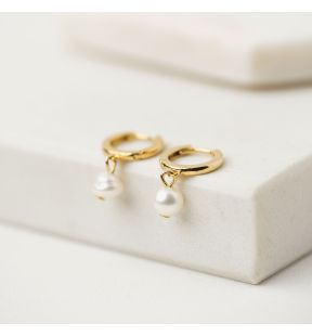 Amari Pearl Huggie Hoop Earrings