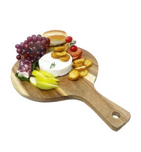 JS Gourmet - Round Cheese Board with Handle, Made of Acacia Wood