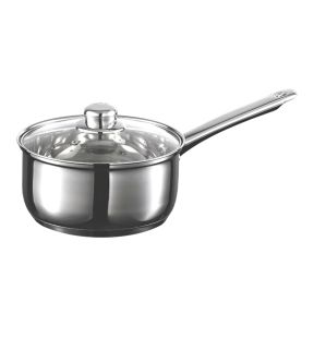 Starfrit - Everyday Basix Saucepan with Glass Lid, 1.6 Liter Capacity, Stainless Steel