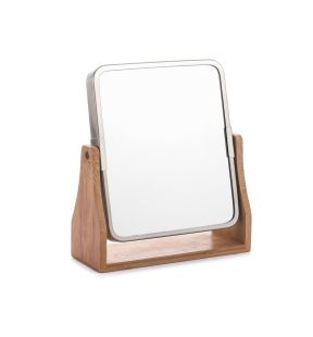 Jessar - Double Sided Mirror with Bamboo Stand, 1x and 3x Magnification, Nickel