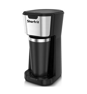 Starfrit - Single Serve Coffee Maker, Removable Filter, Travel Mug Included, Black