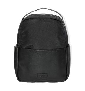 Leather Trim Double Entry Laptop Backpack