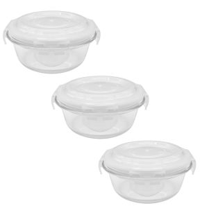 EraWare - Set of 3 Borosilicate Glass Containers, Airtight and Leak-proof, Oven Safe, 400 ml