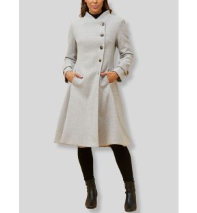 Harper Retro Flared Coat Side Buttons