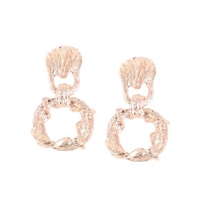 SOHI Women's Gold Textured Drop Earrings