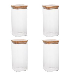 Jessar - Set of 4 Borosilicate Glass Storage Containers, 1300ml Capacity