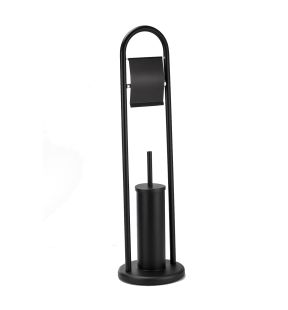 Jessar - Toilet Paper Holder with Toilet Brush, Black