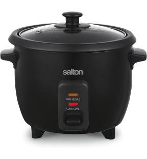 Salton Rice Cooker 6 Cup Capacity Removable Nonstick Bowl 300 Watts Black