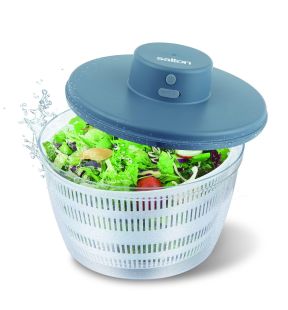 Salton Rechargeable Electric Salad Spinner Cordless with Serving Bowl Blue