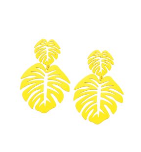 SOHI Women's Yellow Leaf Drop Earrings