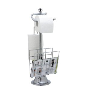 Jessar - Freestanding Toilet Paper Holder With Magazine Storage, Silver