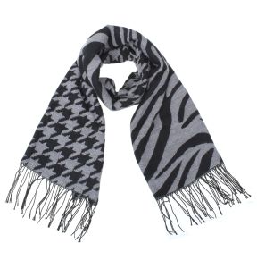 Large Houndstooth and Zebra Combo Scarf