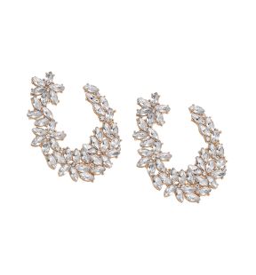 SOHI Women's Silver Stone Cluster Stud Earrings