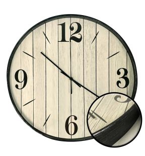 Hauz - Round Wall Clock, 20" Diameter, Quartz Precision, Wood Imitation