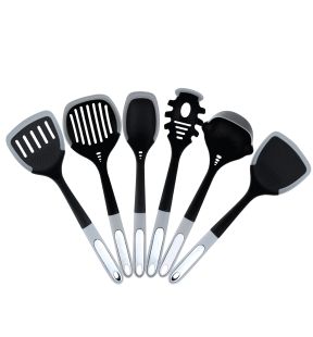 JS Gourmet - 6 Piece Kitchen Utensil Set, Heat Resistant, Grey