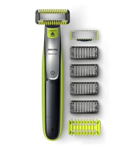 Philips - Cordless Electric Face and Body Trimmer, Rechargeable Battery, Green