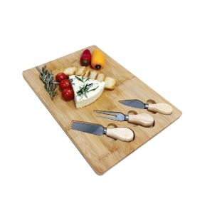 JS Gourmet - Bamboo Cheese Board with 3 Knives