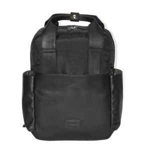 Leather Backpack with Double Handles and Multi Pockets