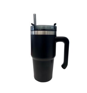 JS Gourmet - Double-Wall Insulated Stainless Steel Travel Mug, 600ml Capacity, Black