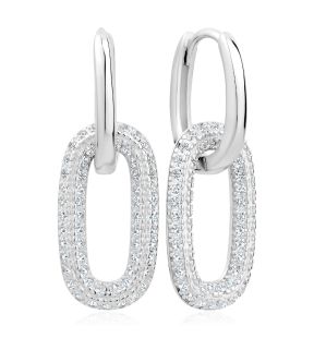 3A CUBIC ZIRCONIA DOUBLE LOOP EARRINGS