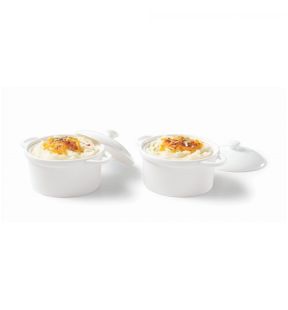 Gourmet - Set of 2 Porcelain Mini Saucepans, 250mL Capacity, Oven Safe, White