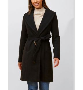 Hazel Coat Round Collar Belted Pockets