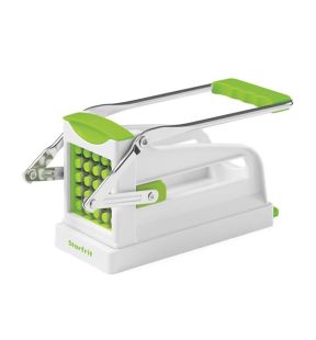 Starfrit - French Fries Cutter with 25 Compartments Removable Blade, Suction Cup Base, Green