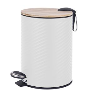 Jessar - Pedal Bin, 12 Liter Capacity, Soft Close, Bamboo Lid, White