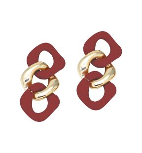 SOHI Women's Red Chainlink Drop Earrings