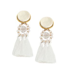 SOHI Women's White Tassel Drop Earrings